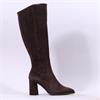 Wonders Aurora High Block Heel Knee High - Brown Suede